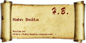 Hahn Beáta névjegykártya